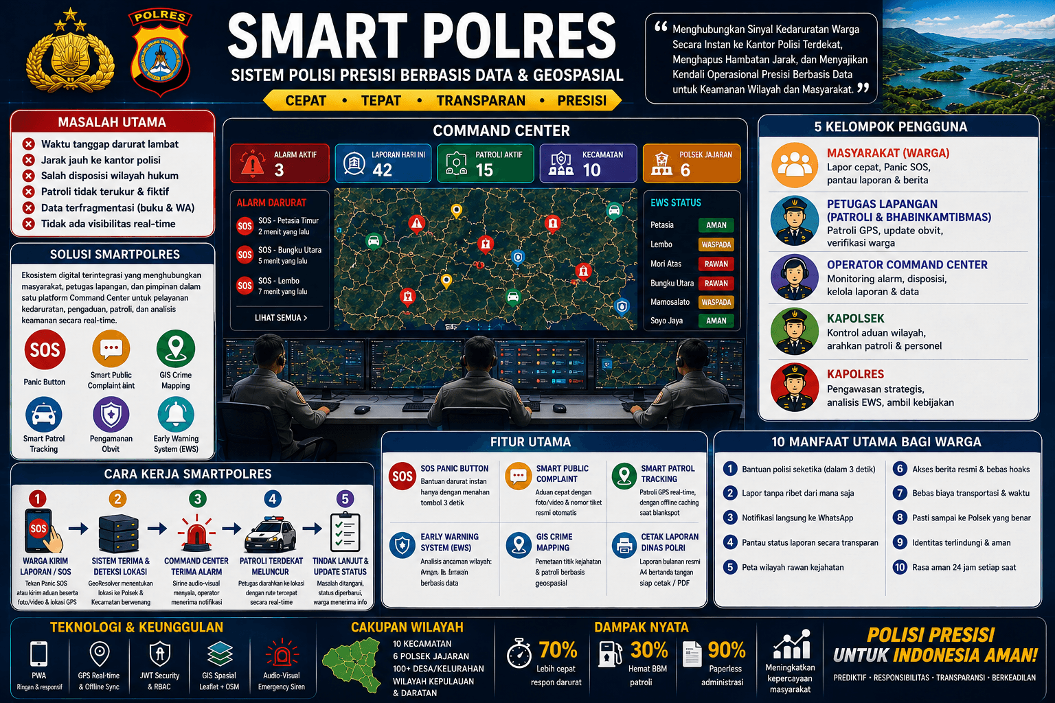 SMART POLRES — Transformasi Pelayanan Polisi dengan AI, GIS & Data Real-Time